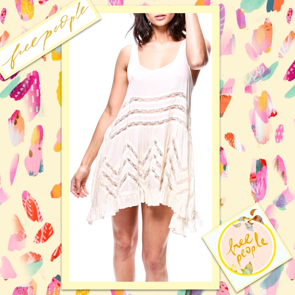 Free People Voile and Lace Trapeze Slip Dress in Tea Combo (Cream) - Picture 8 of 12